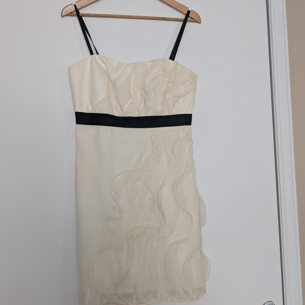 Elegant Cream Dress with Black Accents